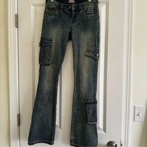 True Religion Blue Denim Cargo Jeans
